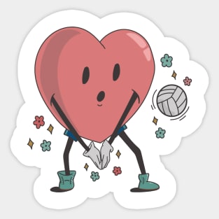 Retro Volleyball Heart Shirt, Volleyball Valentines Day Gift Sticker